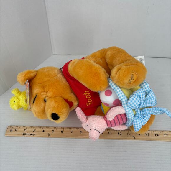 Disney Store Winnie Pooh Bear Plush Easter Egg Basket Piglet Chick 12 Inch - Picture 10 of 12